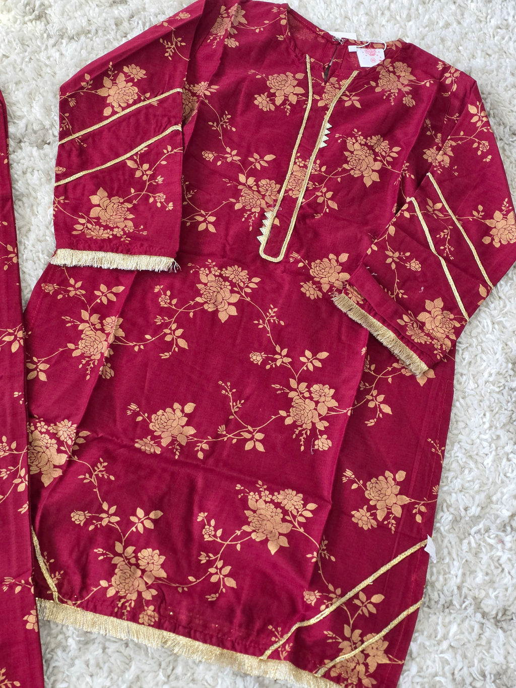 Maroon Printed Suit